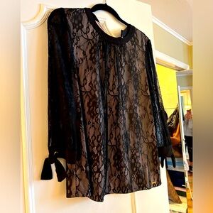 Ivanka Trump black lace overlay blouse
